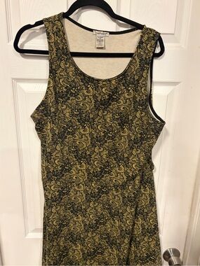 LAST EXIT Black and Gold Lace-Pattern Tank Dress